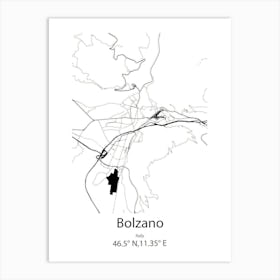 Bolzano,Italy Minimalist Map Art Print