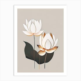 Lotus Flowers In Park Retro Minimal 7 Art Print