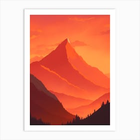 Misty Mountains Vertical Composition In Orange Tone 56 Art Print