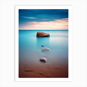 Rocky Shore At Sunset Art Print