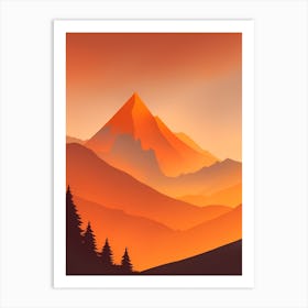 Misty Mountains Vertical Composition In Orange Tone 136 Art Print