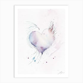 Dove And Heart Symbol Minimal Watercolour Art Print