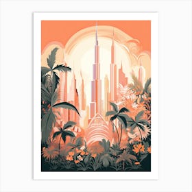 Burj Khalifa   Dubai, United Arab Emirates   Cute Botanical Illustration Travel 0 Art Print