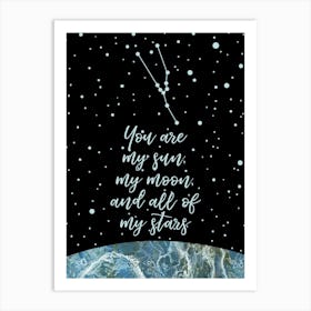 Love Art with Taurus Constellation Art Print