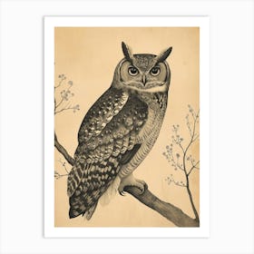 Burmese Fish Owl Vintage Illustration 3 Art Print