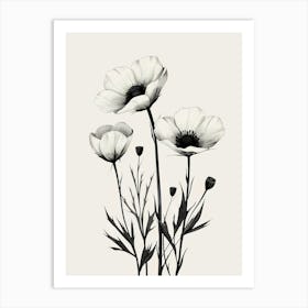 Black And White Flower Painting Art Print