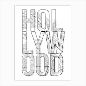 Hollywood Street Map Typography Art Print