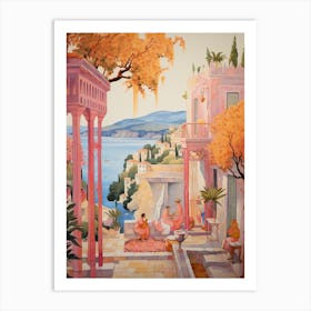 Bodrum Turkey 5 Vintage Pink Travel Illustration Art Print