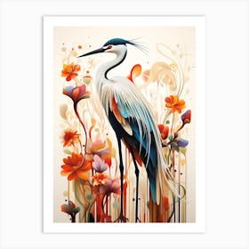 Bird Painting Collage Egret 4 Art Print