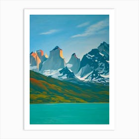 Torres Del Paine National Park Chile Blue Oil Painting 1  Art Print