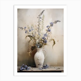 Bluebell, Autumn Fall Flowers Sitting In A White Vase, Farmhouse Style 3 Art Print