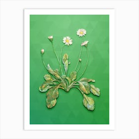 Vintage Daisy Flowers Botanical Art on Classic Green n.0781 Art Print