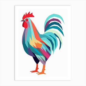 Colourful Geometric Bird Chicken 2 Art Print