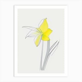 Daffodil Floral Minimal Line Drawing 1 Flower Art Print