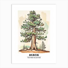 Acacia Tree Storybook Illustration 1 Poster Art Print