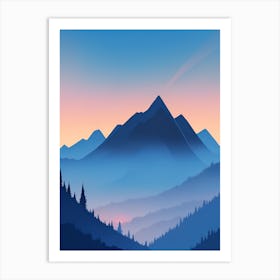 Misty Mountains Vertical Composition In Blue Tone 212 Art Print