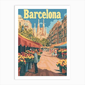 Aihrgdesign A Classic 1960s Travel Poster For Barcelona Art Print