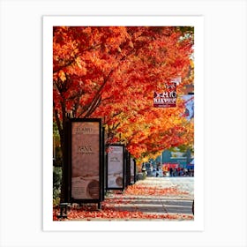 An Autumnal Scene Rich In Fall Foliage Utilizing A Vibrant Red And Orange Color Palette Showcasin (4) Art Print