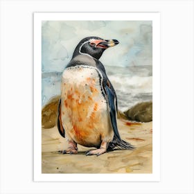 Humboldt Penguin Bleaker Island Watercolour Painting 2 Art Print