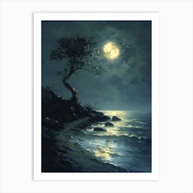 Moonlight On The Beach Art Print