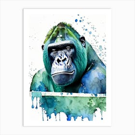 Gorilla In Bath Tub Gorillas Mosaic Watercolour 1 Art Print