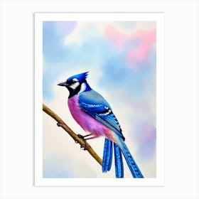 Blue Jay Watercolour Bird Art Print