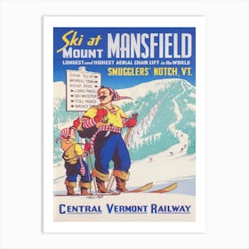 Ski At Mount Mansfield Vermont Vintage Ski Poster Art Print