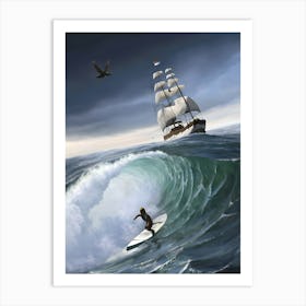 Surfer On A Wave Art Print