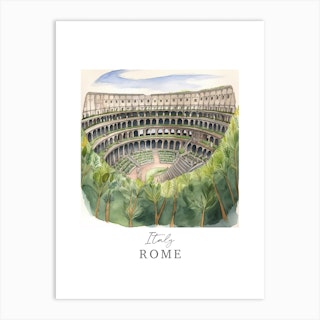 Italy, Rome Storybook 3 Travel Poster Watercolour Art Print