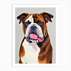 Bulldog 4 Watercolour Dog Art Print