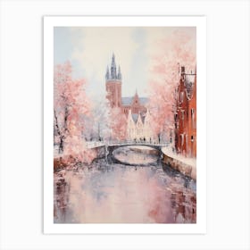 Dreamy Winter Painting Bruges Belgium 1 Art Print