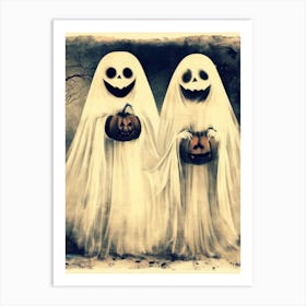 Halloween Ghost Couples AI Vintage Arr 1 Art Print