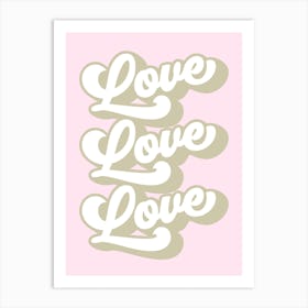 Love Love Love Retro Pastel Pink Art Print