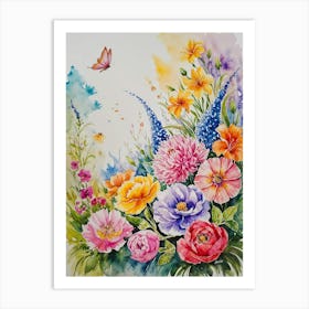 Watercolor Of Flowers 9 Art Print