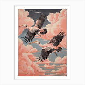 Vintage Japanese Inspired Bird Print Pelican Art Print