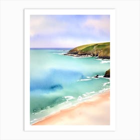 Perranporth Beach, Cornwall Watercolour Art Print