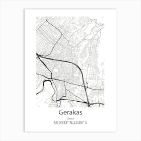 Gerakas,Greece Minimalist Map Art Print