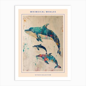 Whimsical Whales Brushstrokes Poster 2 Art Print