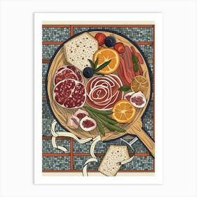 Charcuterie Board On A Tiled Background 2 Art Print