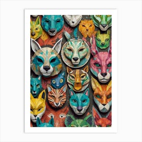 Masks Of Animals Art Print