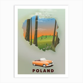 Poland Travel map Art Print