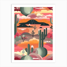 Colourful Retro Desert Sunset 2 Art Print