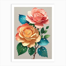 3d Roses Art Print