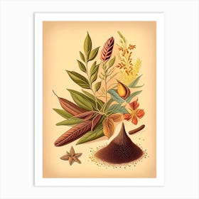 Cat S Claw Spices And Herbs Retro Drawing 1 Art Print