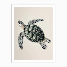 Vintage Minimalist Sea Turtle Painting 1 Art Print
