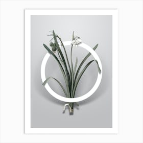 Vintage Summer Snowflake Minimalist Flower Geometric Circle on Soft Gray n.0209 Art Print