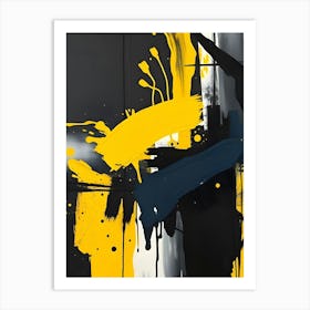 Yellow And Black Abstract Painting 3 Art Print