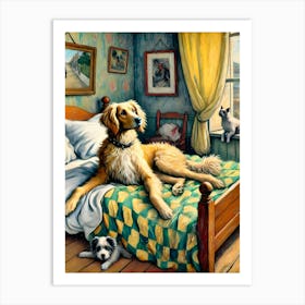 Dog In Bed Art Print