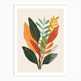 Croton Plant Minimalist Illustration 6 Art Print