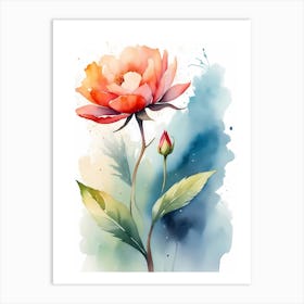 Watercolor Peony Flower Art Print